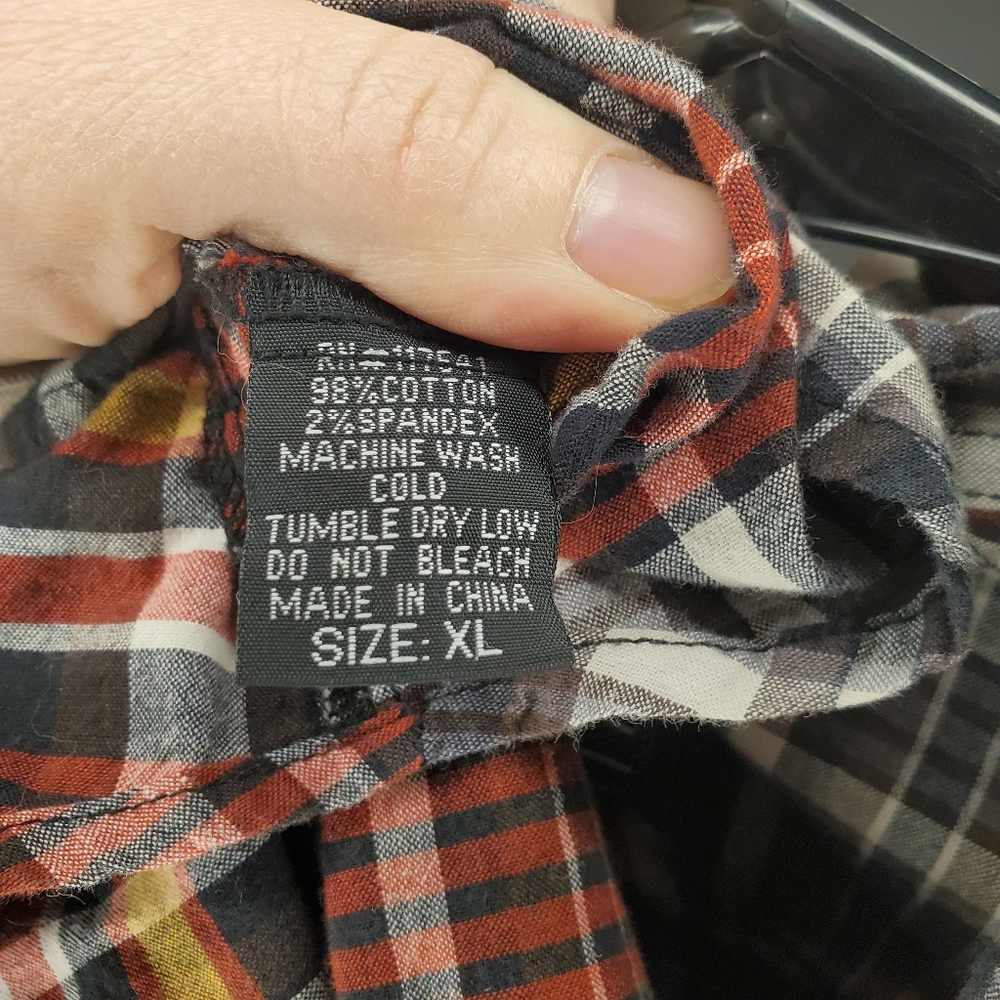 Kane Unke Mens Shirt XL Plaid Grunge Punk Country 90s - Picture 5 of 6